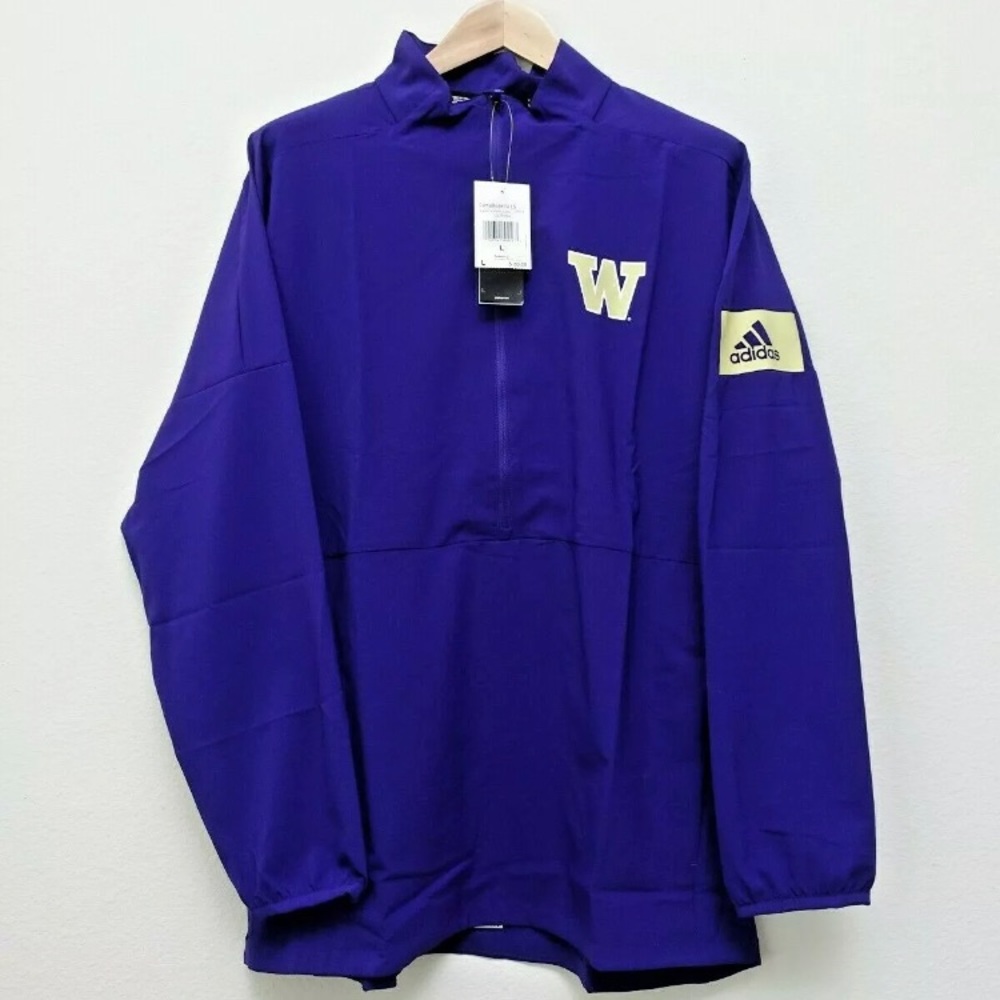 Adidas Washington Huskies Pullover Mens Large Purple 1/4 Zip Game Mode